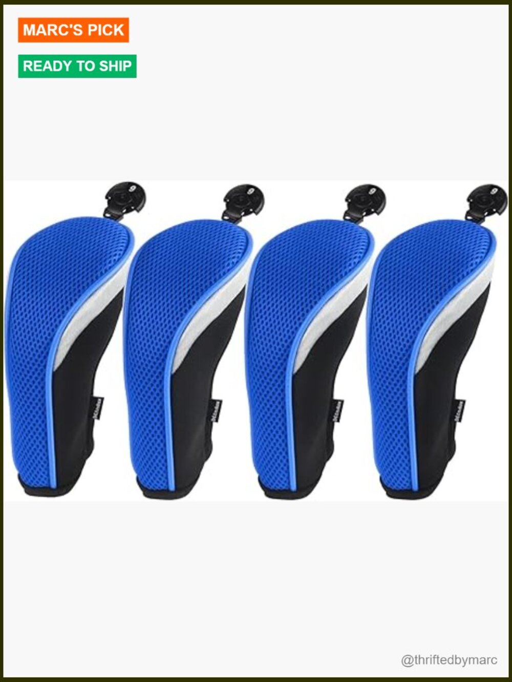 4-Piece Hybrid Golf Club Head Covers with Dial Tags, Mesh & Neoprene